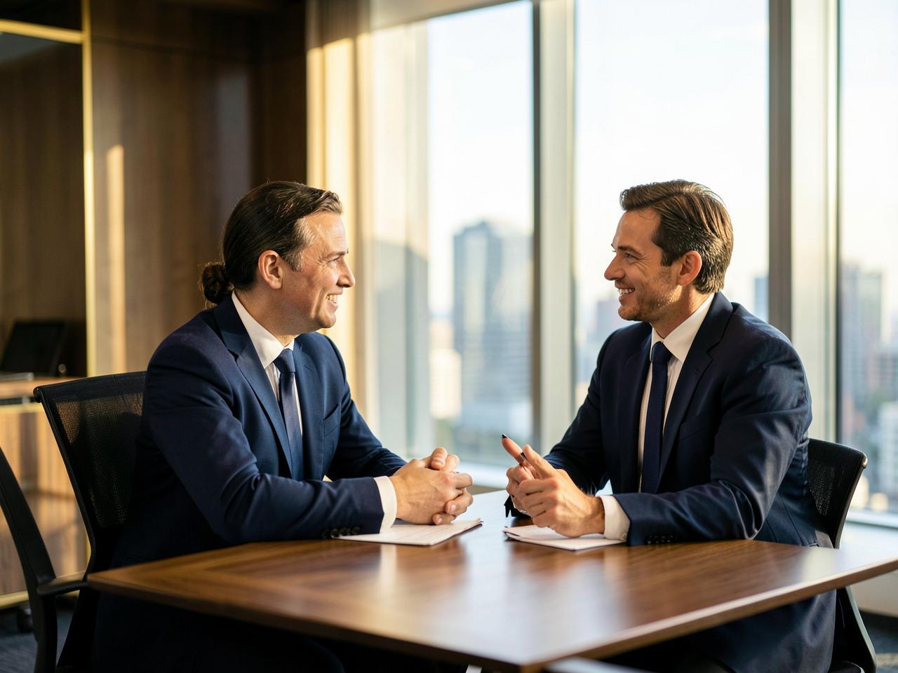 Advisory conversation between two professionals