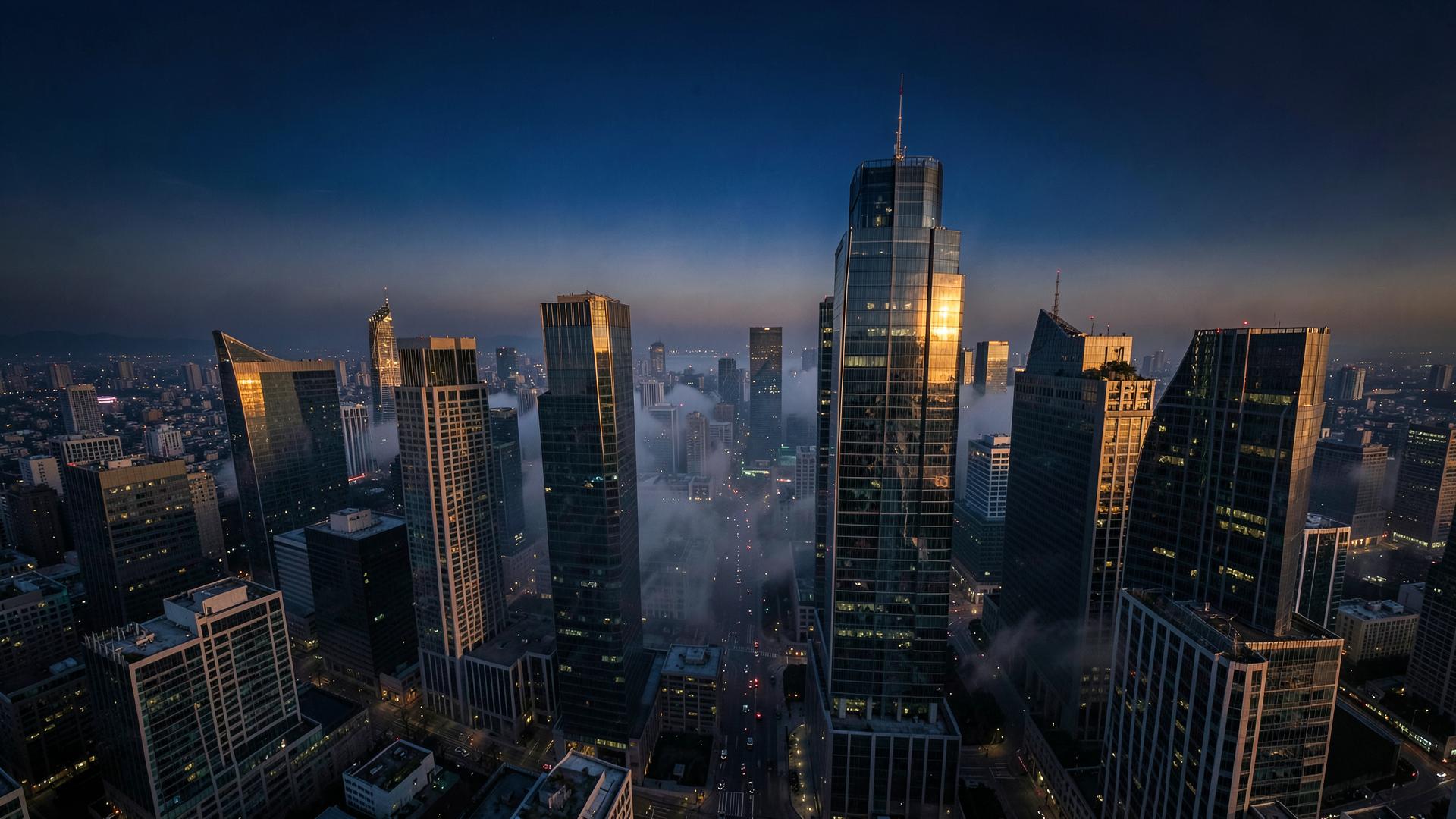 City skyline at dawn